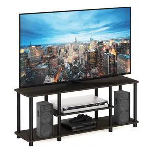 Turn-N-Tube No Tools 3D 3-Tier Entertainment TV Stand up to 50 inch TV, Round Tubes, Dark Brown / Black Turn-N-Tube No Tools 3D 3-Tier Entertainment TV Stand up to 50 inch TV, Round Tubes, Dark Brown / Black