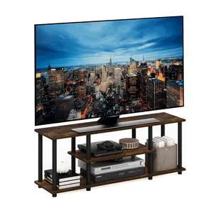 Turn-N-Tube No Tools 3D 3-Tier Entertainment Stand up to 50 inch TV, Amber Pine/Black Turn-N-Tube No Tools 3D 3-Tier Entertainment Stand up to 50 inch TV, Amber Pine/Black