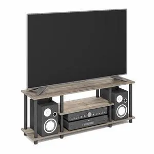 Turn-N-Tube No Tools 3D 3-Tier Entertainment TV Stand up to 50 inch TV, Round Tubes, French Oak Grey/Black Turn-N-Tube No Tools 3D 3-Tier Entertainment TV Stand up to 50 inch TV, Round Tubes, French Oak Grey/Black