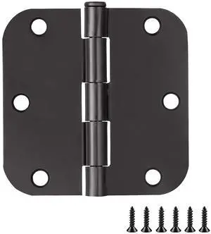 Interior Door Hinges, 3.5 in. x 3.5 in., Rounded, 5/8-in. Radius, Steel, Pre-Lubricated, Matte Black, 3-Pack, 188904 Interior Door Hinges, 3.5 in. x 3.5 in., Rounded, 5/8-in. Radius, Steel, Pre-Lubricated, Matte Black, 3-Pack, 188904