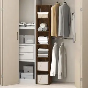 Cubicle 6-Tier Closet Organizers and Storage, Closet Organizer, Open Shelf Closet Storage, 21.1" W, for Wardrobe, Bedroom, Living Room, Amber Pine Cubicle 6-Tier Closet Organizers and Storage, Closet Organizer, Open Shelf Closet Storage, 21.1" W, for Wardrobe, Bedroom, Living Room, Amber Pine