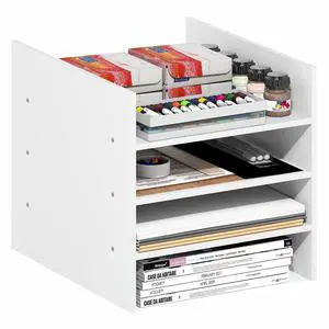 Cubicle Cube Insert, 3-Shelf Cube Organizer, 3-Tier Shelf Accessory, Fits into Furinno Triple Thick Cubes, IKEA Kallax, for Organizers and Storage, White Cubicle Cube Insert, 3-Shelf Cube Organizer, 3-Tier Shelf Accessory, Fits into Furinno Triple Thick Cubes, IKEA Kallax, for Organizers and Storage, White