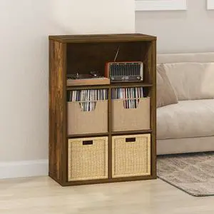 Cubicle Record Player Stand with Vinyl Storage, 5-Cube 1.2 Extra Thick Vinyl Record Storage, Open Back Media Shelf for CD DVD Blueray Game Disc, for Living Room, Home Office, Amber Pine Cubicle Record Player Stand with Vinyl Storage, 5-Cube 1.2 Extra Thick Vinyl Record Storage, Open Back Media Shelf for CD DVD Blueray Game Disc, for Living Room, Home Office, Amber Pine