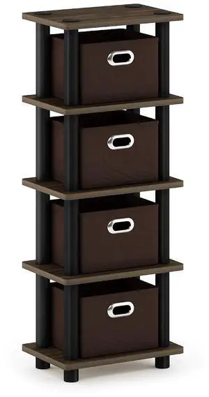 Turn-N-Tube 4-Bins System Rack, Columbia Walnut/Black/Dark Brown Turn-N-Tube 4-Bins System Rack, Columbia Walnut/Black/Dark Brown