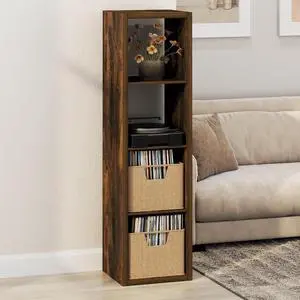 Cubicle Record Player Stand with Vinyl Storage, 4-Cube 1.2 Extra Thick Vinyl Record Storage, Open Back Media Shelf for CD DVD Blueray Game Disc, for Living Room, Home Office, Amber Pine Cubicle Record Player Stand with Vinyl Storage, 4-Cube 1.2 Extra Thick Vinyl Record Storage, Open Back Media Shelf for CD DVD Blueray Game Disc, for Living Room, Home Office, Amber Pine