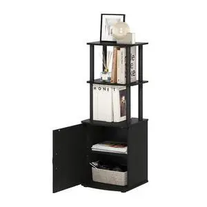 Turn-N-Tube Tall TV Entertainment Side Table Display Rack with Storage Cabinet, 2-Tier, Blackwood/Black Turn-N-Tube Tall TV Entertainment Side Table Display Rack with Storage Cabinet, 2-Tier, Blackwood/Black