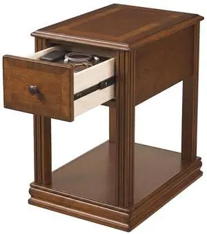 Breegin Chair Side End Table, 1 Drawer, 1 Fixed Shelf, Veneers, Wood, 13.13" W x 22.13" D x 23" H, Brown Breegin Chair Side End Table, 1 Drawer, 1 Fixed Shelf, Veneers, Wood, 13.13" W x 22.13" D x 23" H, Brown