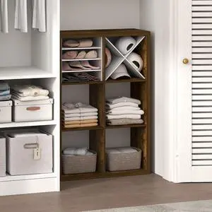 Cubic Closet Organizers and Storage, 6-Cube Closet Organizer, Open Shelf Closet Storage, Extra Thick Frame for Wardrobe, Bedroom, Living Room, Amber Pine Cubic Closet Organizers and Storage, 6-Cube Closet Organizer, Open Shelf Closet Storage, Extra Thick Frame for Wardrobe, Bedroom, Living Room, Amber Pine