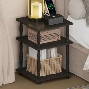Turn-N-Tube Night Stand, 3-Tier Square Nightstand, Open Shelf Side Table, End Table with Classic Tube, for Living Room, Bedroom, Espresso Turn-N-Tube Night Stand, 3-Tier Square Nightstand, Open Shelf Side Table, End Table with Classic Tube, for Living Room, Bedroom, Espresso