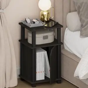 JUST Night Stand, 3-Tier Nightstand with Door Cabinet, Side Table, End Table with Open Shelf, for Living Room, Bedroom, Espresso JUST Night Stand, 3-Tier Nightstand with Door Cabinet, Side Table, End Table with Open Shelf, for Living Room, Bedroom, Espresso