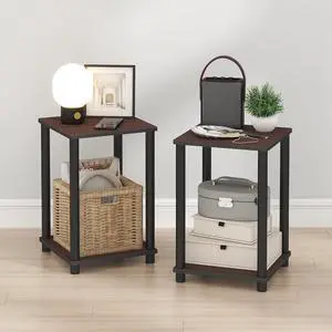 Turn-N-Tube Night Stand Set of 2, 2-Tier Nightstand, Dark Cherry | Stackable, Open Shelf, Toolless Bedside Table, Side Table, End Table for Living Room, Bedroom Turn-N-Tube Night Stand Set of 2, 2-Tier Nightstand, Dark Cherry | Stackable, Open Shelf, Toolless Bedside Table, Side Table, End Table for Living Room, Bedroom