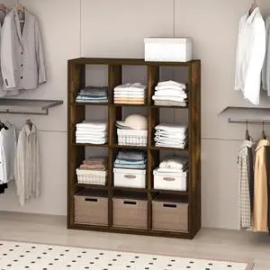 Cubic Closet Organizers and Storage, 12-Cube Closet Organizer, Open Shelf Closet Storage, Extra Thick Frame for Wardrobe, Bedroom, Living Room, Amber Pine Cubic Closet Organizers and Storage, 12-Cube Closet Organizer, Open Shelf Closet Storage, Extra Thick Frame for Wardrobe, Bedroom, Living Room, Amber Pine