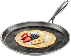 Stainless Steel Crepe Pan, 13 Inch Nonstick Griddle Pan, 5 Layer Non Stick Coating Pancake Pan, Frying Pan,Omelet Pan with All Stove Tops Available Stainless Steel Crepe Pan, 13 Inch Nonstick Griddle Pan, 5 Layer Non Stick Coating Pancake Pan, Frying Pan,Omelet Pan with All Stove Tops Available