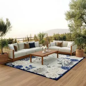 Home Aloha Blue Grey 7'10" x 10'6" Area Rug - Easy Clean, Non Shedding, Bed Room, Living Room, Dining Room, Kitchen (8' x 11') Home Aloha Blue Grey 7'10" x 10'6" Area Rug - Easy Clean, Non Shedding, Bed Room, Living Room, Dining Room, Kitchen (8' x 11')