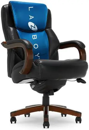 Delano Big and Tall Executive Office Chair - Ergonomic Lumbar Support Memory Foam - Bonded Leather Desk Chair for Home Office - Mahogany Wood Arms - Black Delano Big and Tall Executive Office Chair - Ergonomic Lumbar Support Memory Foam - Bonded Leather Desk Chair for Home Office - Mahogany Wood Arms - Black