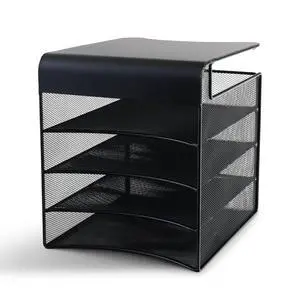 Onyx Hanging Under Desk Organizer, 4 Trays, Office and Classroom Mailbox , Paper and Mail Sorter, Steel Mesh, Black Onyx Hanging Under Desk Organizer, 4 Trays, Office and Classroom Mailbox , Paper and Mail Sorter, Steel Mesh, Black