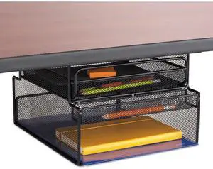 3244BL Onyx Mesh Deluxe Under Desk Hanging File & Paper Organizer, Black, Steel Construction, 2 Compartments, Tabletop or Desktop. Perfect for Home, Office & Classrooms, Black 3244BL Onyx Mesh Deluxe Under Desk Hanging File & Paper Organizer, Black, Steel Construction, 2 Compartments, Tabletop or Desktop. Perfect for Home, Office & Classrooms, Black