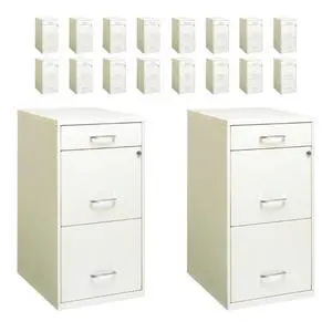 Set of 18 3-Drawer File Cabinet with Pencil-Drawer in Pearl White Set of 18 3-Drawer File Cabinet with Pencil-Drawer in Pearl White