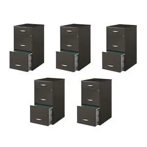 Set of 5 Contemporary 3-Drawer Metal File Cabinet in Charcoal Set of 5 Contemporary 3-Drawer Metal File Cabinet in Charcoal