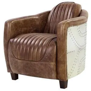 Brancaster Chair in Retro Brown Top Grain Leather and Aluminum Brancaster Chair in Retro Brown Top Grain Leather and Aluminum