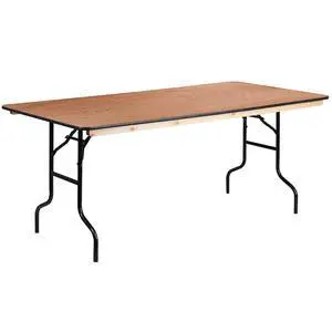 Fielder 6' Rectangular All-Occasion Wood Folding Event Table, Foldable Portable Banquet Table with Wooden Top, Natural/Black Fielder 6' Rectangular All-Occasion Wood Folding Event Table, Foldable Portable Banquet Table with Wooden Top, Natural/Black