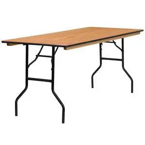 Gael 6' Wood Folding Training and Event Table, Rectangular Folding Training Table with Smooth Clear Coated Finished Top, Natural Gael 6' Wood Folding Training and Event Table, Rectangular Folding Training Table with Smooth Clear Coated Finished Top, Natural