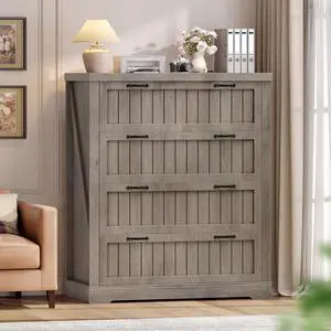 Farmhouse 4 Drawer File Cabinet, Filing Cabinet for Home Office, Wood Office File Cabinets for Letter/Legal/A4 Size, File Cabinet Organizer with Printer Stand for Study Room, Living Room, Grey Farmhouse 4 Drawer File Cabinet, Filing Cabinet for Home Office, Wood Office File Cabinets for Letter/Legal/A4 Size, File Cabinet Organizer with Printer Stand for Study Room, Living Room, Grey