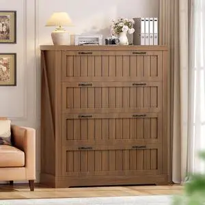 Farmhouse 4 Drawer File Cabinet, Filing Cabinet for Home Office, Wood Office File Cabinets for Letter/Legal/A4 Size, File Cabinet Organizer with Printer Stand for Study Room, Living Room, Brown Farmhouse 4 Drawer File Cabinet, Filing Cabinet for Home Office, Wood Office File Cabinets for Letter/Legal/A4 Size, File Cabinet Organizer with Printer Stand for Study Room, Living Room, Brown