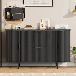 39.4" Filing Cabinet for Home Office, 2 Drawer File Cabinet, fit Legal/Letter/A4 Size, Modern Fluted Filing Cabinets with 2 Sliding Door Storage, Printer Stand, Black 39.4" Filing Cabinet for Home Office, 2 Drawer File Cabinet, fit Legal/Letter/A4 Size, Modern Fluted Filing Cabinets with 2 Sliding Door Storage, Printer Stand, Black