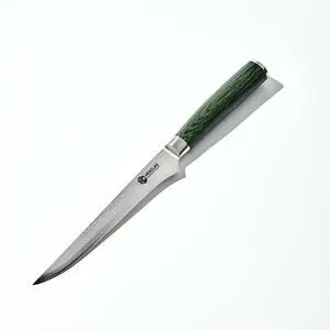 6 Inch Japanese Damascus Stainless Steel Boning Knife, Full Tang Construction, Pakkawood Handle 6 Inch Japanese Damascus Stainless Steel Boning Knife, Full Tang Construction, Pakkawood Handle