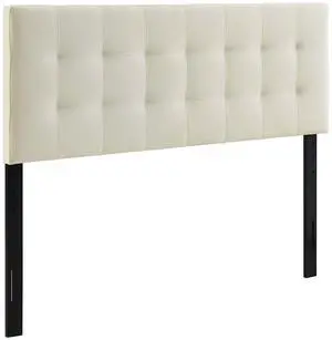Lily Tufted Linen Fabric Upholstered King Headboard in Ivory Lily Tufted Linen Fabric Upholstered King Headboard in Ivory