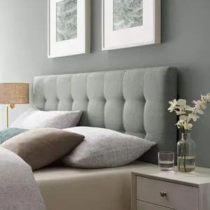 AMZ-5041 Lily Tufted Linen Fabric Upholstered Queen Headboard in Gray AMZ-5041 Lily Tufted Linen Fabric Upholstered Queen Headboard in Gray