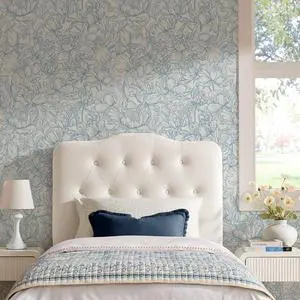 Annabel Performance Velvet Adjustable Twin Headboard in Alabaster - Stain-Resistant Padded Headboard Only with Diamond Button Tufting and 7 Height-Adjustable Positions Annabel Performance Velvet Adjustable Twin Headboard in Alabaster - Stain-Resistant Padded Headboard Only with Diamond Button Tufting and 7 Height-Adjustable Positions