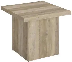 Coaster Home Furnishings - Devar - Wood - Square End Table with Thick Top, Plinth Base, and Blocky Frame - Living Room - 23.5-Inch - Distressed Pine - 710877 Coaster Home Furnishings - Devar - Wood - Square End Table with Thick Top, Plinth Base, and Blocky Frame - Living Room - 23.5-Inch - Distressed Pine - 710877
