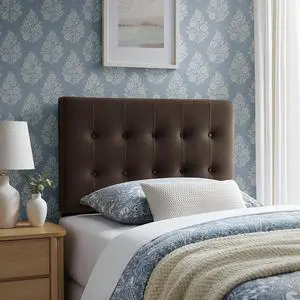 Emily Twin Size Performance Velvet Headboard in Chocolate Brown - Stain-Resistant Velvet Upholstery with Button Tufting and 7 Adjustable Height Positions Emily Twin Size Performance Velvet Headboard in Chocolate Brown - Stain-Resistant Velvet Upholstery with Button Tufting and 7 Adjustable Height Positions
