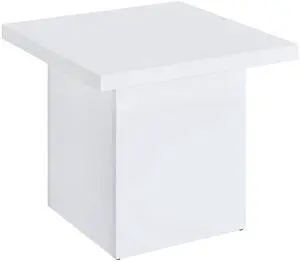 Coaster Home Furnishings - Devar - Wood - Square End Table with Thick Top, Plinth Base, and Blocky Frame - Living Room - 23.5-Inch - White High Gloss - 710897 Coaster Home Furnishings - Devar - Wood - Square End Table with Thick Top, Plinth Base, and Blocky Frame - Living Room - 23.5-Inch - White High Gloss - 710897