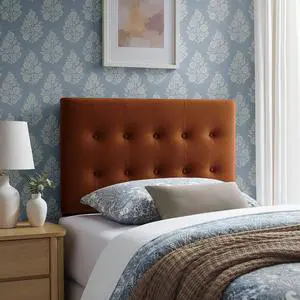 Emily Twin Size Performance Velvet Headboard in Rust - Stain-Resistant Velvet Upholstery with Button Tufting and 7 Adjustable Height Positions Emily Twin Size Performance Velvet Headboard in Rust - Stain-Resistant Velvet Upholstery with Button Tufting and 7 Adjustable Height Positions