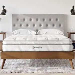 Jenna 10 Innerspring and Memory Foam California King Mattress With Individually Encased Coils, White Jenna 10 Innerspring and Memory Foam California King Mattress With Individually Encased Coils, White