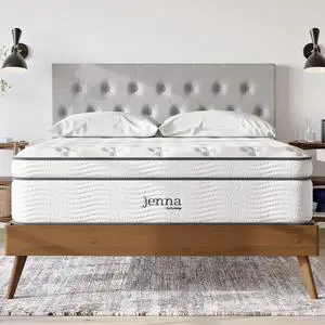 Jenna 14 Innerspring and Memory Foam California King Mattress With Individually Encased Coils, White Jenna 14 Innerspring and Memory Foam California King Mattress With Individually Encased Coils, White