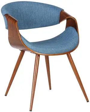 Butterfly Mid-Century Dining Chair in Walnut Finish and Blue Fabric Butterfly Mid-Century Dining Chair in Walnut Finish and Blue Fabric
