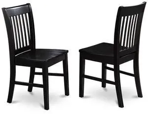 NFC-BLK-W Norfolk Dining Chairs - Slat Back Wood Seat Kitchen Chairs, Set of 2, Black NFC-BLK-W Norfolk Dining Chairs - Slat Back Wood Seat Kitchen Chairs, Set of 2, Black