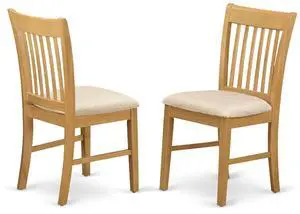NFC-OAK-C Norfolk Kitchen Dining Chairs - Linen Fabric Upholstered Wood Chairs, Set of 2, Oak NFC-OAK-C Norfolk Kitchen Dining Chairs - Linen Fabric Upholstered Wood Chairs, Set of 2, Oak