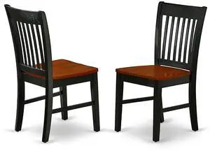 NFC-BCH-W Norfolk Dining Chairs - Slat Back Wood Seat Kitchen Chairs, Set of 2, Black & Cherry NFC-BCH-W Norfolk Dining Chairs - Slat Back Wood Seat Kitchen Chairs, Set of 2, Black & Cherry