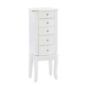 Furniture Jewelry Armoire, White, 13"x 9.375"x 35.5" Furniture Jewelry Armoire, White, 13"x 9.375"x 35.5"