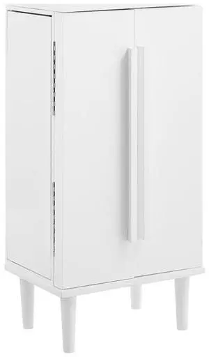 7-Drawer Jewelry Armoire, Wood Construction, Flip Top Vanity Mirror, White Finish, 38" H x 18" W x 13.25" D, Felt-Lined Drawers, Side Panels with Hooks, Compact Design for Jewelry 7-Drawer Jewelry Armoire, Wood Construction, Flip Top Vanity Mirror, White Finish, 38" H x 18" W x 13.25" D, Felt-Lined Drawers, Side Panels with Hooks, Compact Design for Jewelry