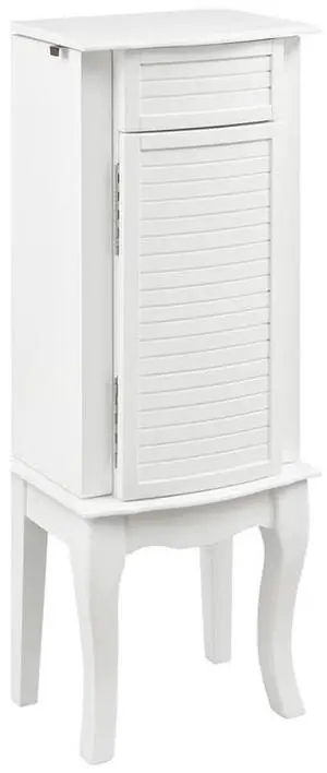 4-Drawer Wood Jewelry Armoire, White and Blue Finish, Flip Top Vanity Mirror, Felt-Lined Storage, Modern Coastal Style, 35.5" H x 13" W x 9.5" D, Compact Organizer for Chains, Bracelets, 4-Drawer Wood Jewelry Armoire, White and Blue Finish, Flip Top Vanity Mirror, Felt-Lined Storage, Modern Coastal Style, 35.5" H x 13" W x 9.5" D, Compact Organizer for Chains, Bracelets,