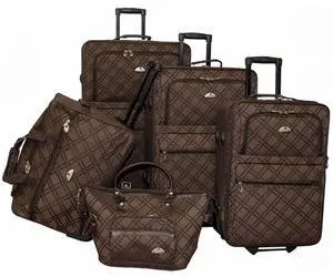Traditional Polyester 5-Piece Luggage Set, Chocolate Finish, Includes 3 Rolling Uprights, Wheeled Duffel, Cosmetic Satchel, Telescoping Handles, In-Line Skate Wheels, Ideal for Organized Traditional Polyester 5-Piece Luggage Set, Chocolate Finish, Includes 3 Rolling Uprights, Wheeled Duffel, Cosmetic Satchel, Telescoping Handles, In-Line Skate Wheels, Ideal for Organized