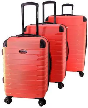 Mina 3-Piece Hardside Luggage Set (Coral) Mina 3-Piece Hardside Luggage Set (Coral)