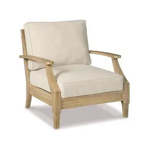 Signature Design by Ashley Clare View Outdoor Lounge Chair, All-weather Foam Cushion, Protective Finish, Eucalyptus Wood , 30" W x 35" D x 32" H, Beige Signature Design by Ashley Clare View Outdoor Lounge Chair, All-weather Foam Cushion, Protective Finish, Eucalyptus Wood , 30" W x 35" D x 32" H, Beige