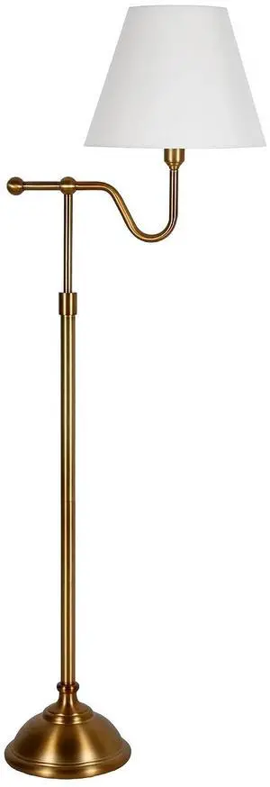 63" Modern 1-Light Floor Lamp with White Fabric Empire Shade for Living Room, Bedroom, or Office, Brass 63" Modern 1-Light Floor Lamp with White Fabric Empire Shade for Living Room, Bedroom, or Office, Brass